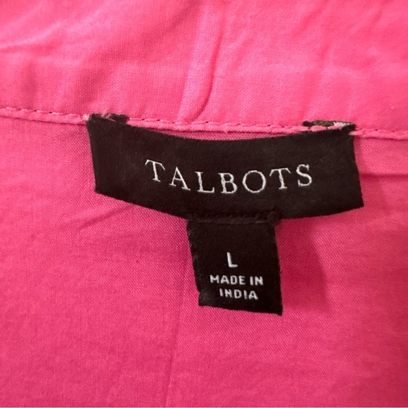 Talbots Embroidered Poplin 100% Cotton Long Sleeve Top Pink Size Large - Picture 7 of 8